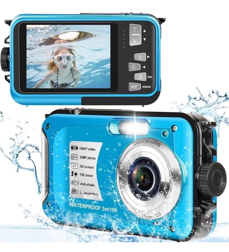 Underwater Camera with 10FT 30MP FHD 1080P Waterproof Digital Camera, Blue