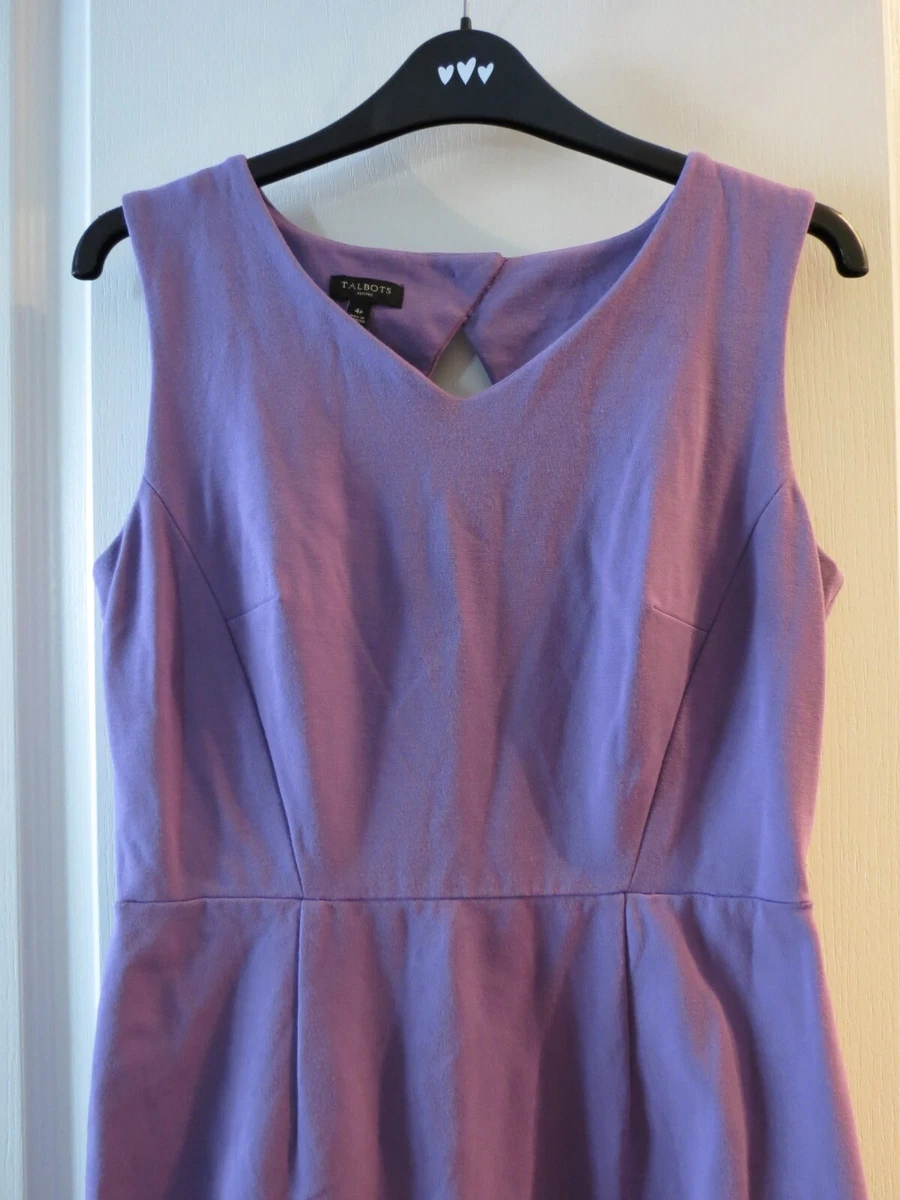 Talbots Sleeveless Knee Length Designer Purple Pencil Dress w V