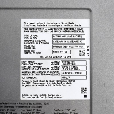 Rinnai RUR199IN Sensei 199,000 BTU 11 GPM Tankless Natural Gas Water Heater  | eBay