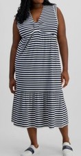 Tommy Hilfiger Womens White Striped Sleeveless Midi Dress Plus Size 2X