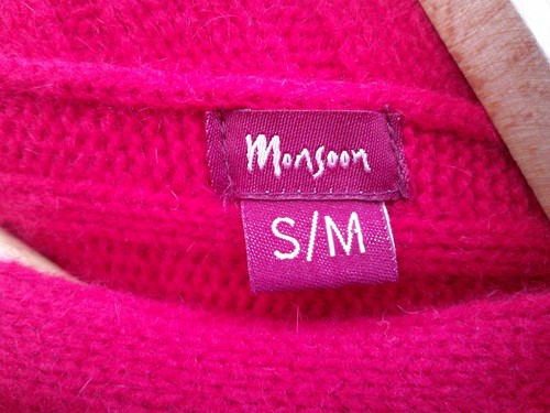 Poncho Monsson Rojo Lana de Cordero y Angora Tejido Suave Capa Talla S/M - Imagen 4 de 5