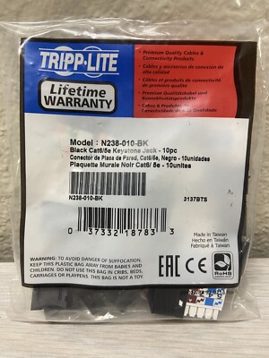 Tripp Lite Cat6/Cat5e 110 Style Punch Down Keystone Jack - Black, 10-Pack