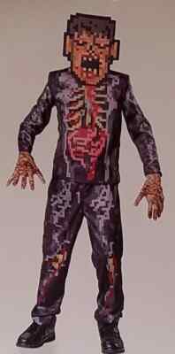 NEW Pixel Zombie Halloween Costume Boys Small 4-6 Shirt Pants Mask Gloves