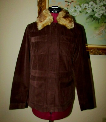 CATO SZ S BROWN ZIP/SNAP FRT LT WT CORDUROY JACKET W