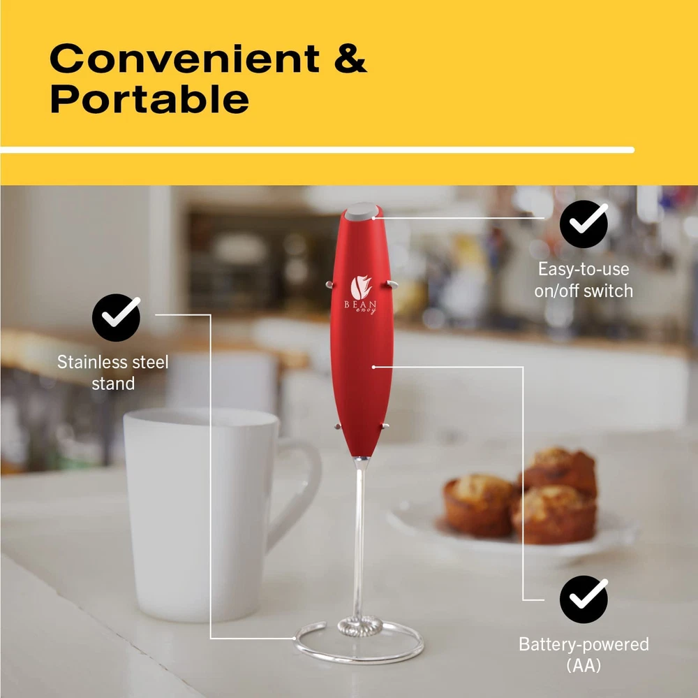 Milk Frother for Coffee - Handheld Mini Electric Drink Mixer Foamer