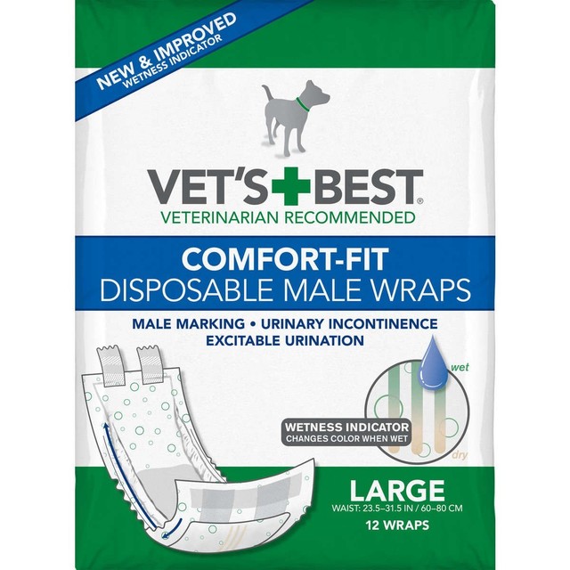 Vet's Best ComfortFit Disposable Male Dog Urine Diaper Wrap 12 pk