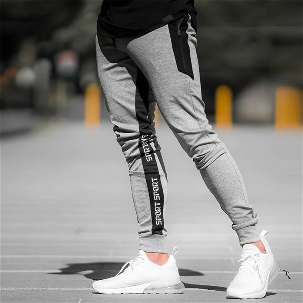 Men Sweatpant Fitness Track Pants Joggers Athletic Fashion Slim Long Trousers