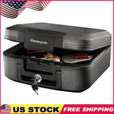 Fireproof Waterproof Safe Box W/ Key Lock Fire & Water Chest Safe Home Dark Grey