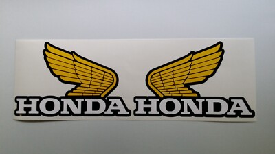 MENGE 2 KLASSISCHE HONDA TANK GELBE FLÜGEL STIL AUFKLEBER/AUFKLEBER VINYL UK VERKÄUFER