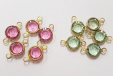 12 Vintage Swarovski Jewel Rose / Peridot SS30 Channel 2 Loop Connectors J142