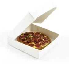 Dolls House Pepperoni Pizza in Box Take Away Fast Food Kitchen Cafe Accessory