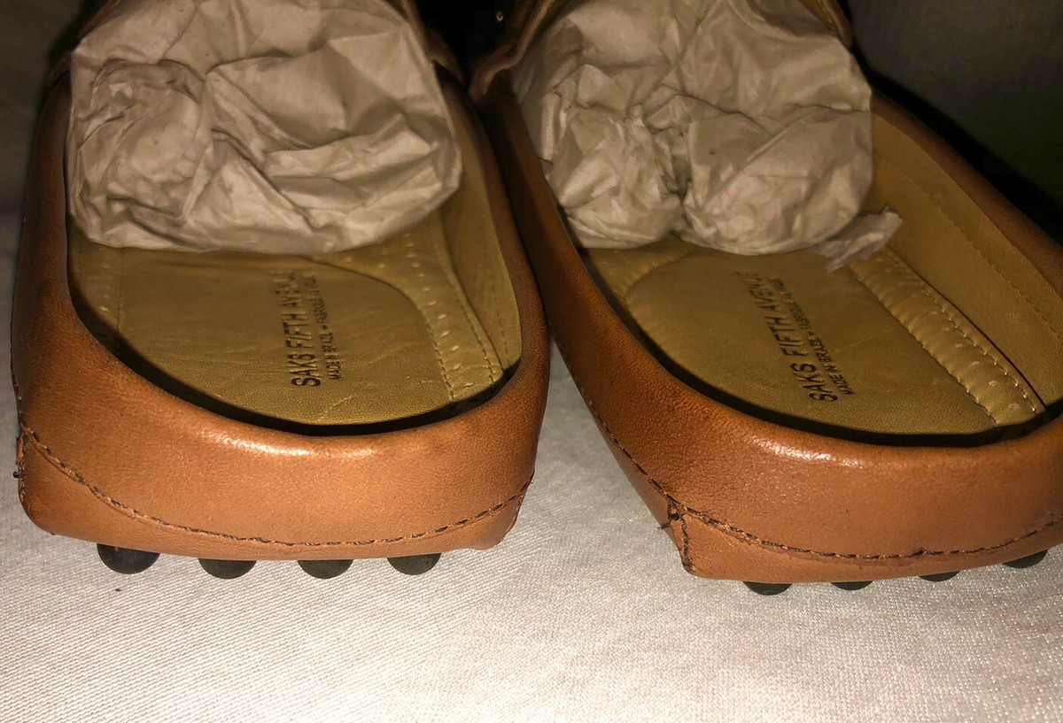 Men’s Saks Fifth Avenue Tan Tanga driving moccasin Leather Loafers size 10.5 Leather Driving Loafer Shoe Men 9.5 Saks fifth Avenue Brown  main image 4