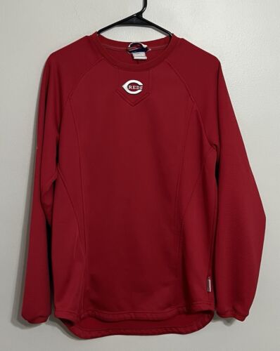 Majestic Men’s Small Therma Base Cincinnati Reds Waffle Fleece Lined Sweatshirt - Picture 2 of 9