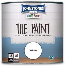 Johnstone's Revive Tile Paint 750ml – Pale Grey or White Gloss Upcycling Paint