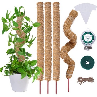 4 Pcs Bendable Moss Pole for Monstera Plant Support，24 Inch Handmade Coir Pol...