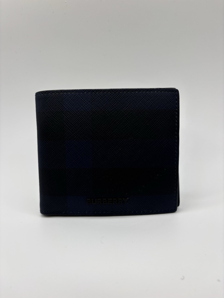 MINT AUTHENTIC] Burberry Men's Leather Bifold Wallet Black/Blue | eBay