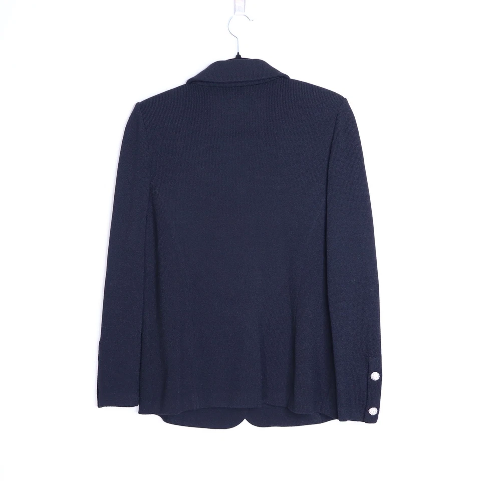 Blazer tejido suéter de lana de verano ST. JOHN Basics negro manga larga para mujer 12 Foto 2 de 4