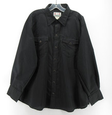 VINTAGE H Bar C Shirt Men 17 1/2 Black Western Pearl Snap Ranchwear Cowboy Rodeo
