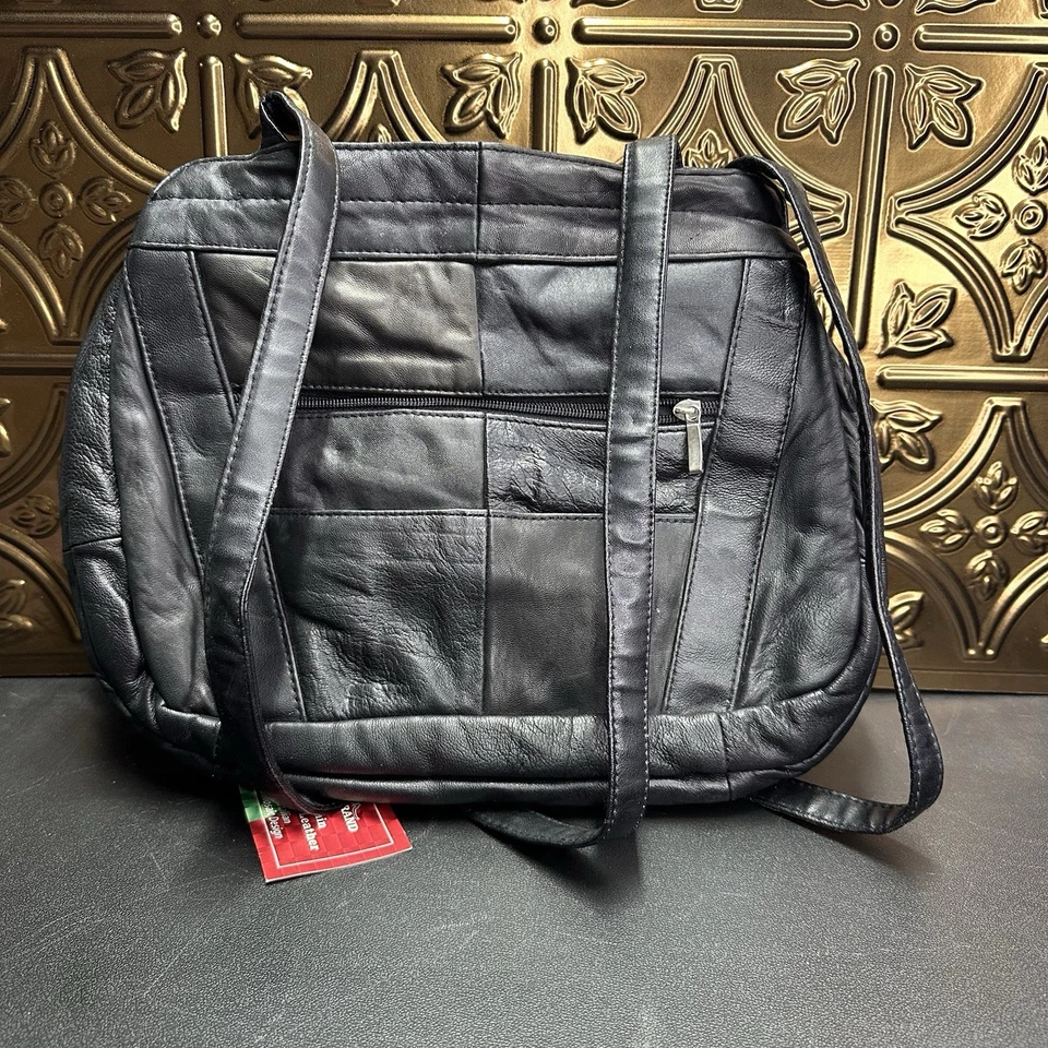 Maletín de cuero genuino marca Maxam diseño de mosaico italiano retazos nuevo con etiquetas negro Foto 2 de 4