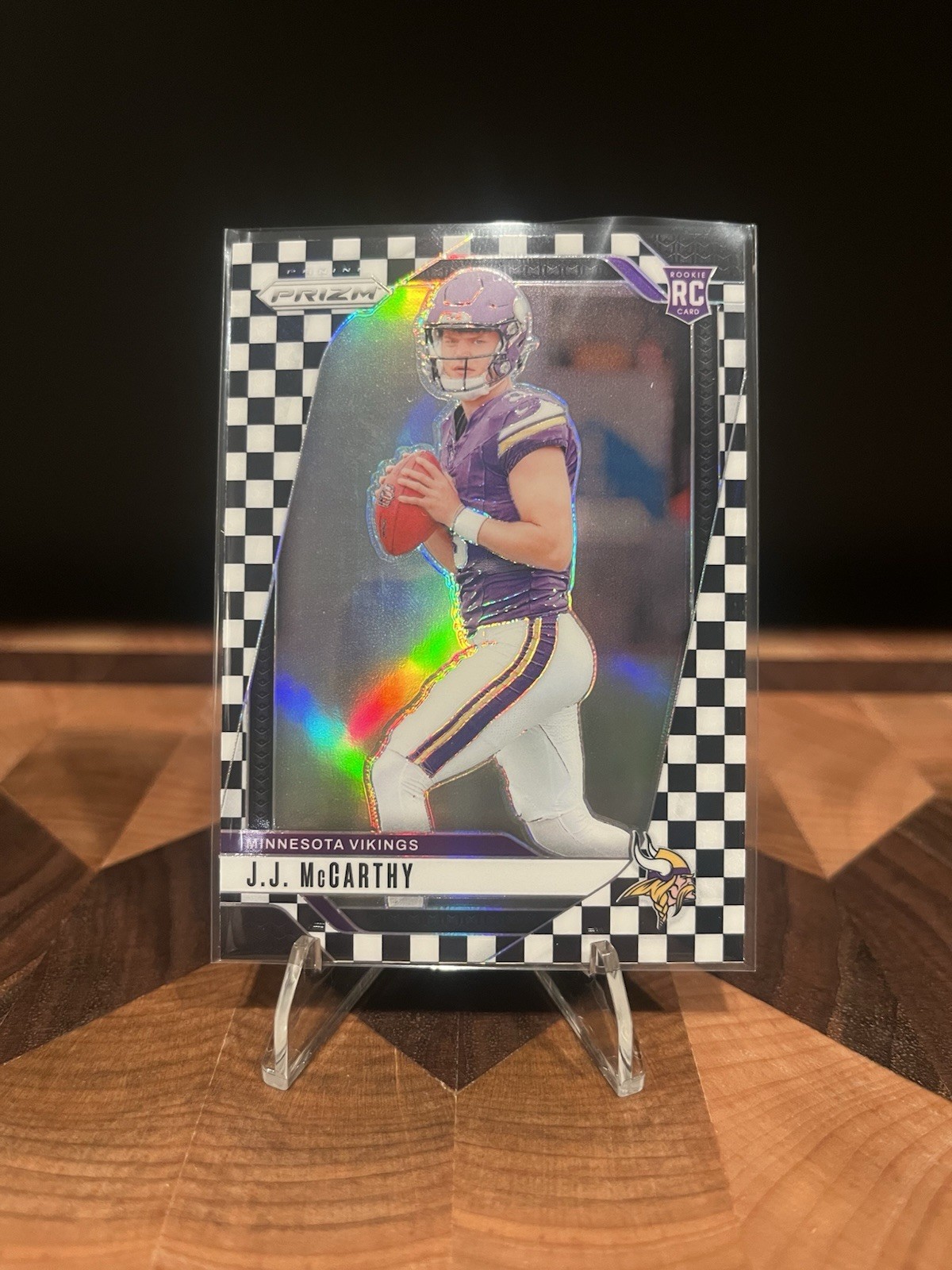 2024 Panini Prizm Rookies J.J. McCarthy SSP #400 Black White Checker Prizm (RC)