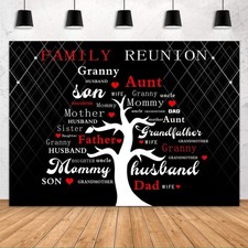 Family Reunion Backdrop for Polyester-7x6ft, Red Black