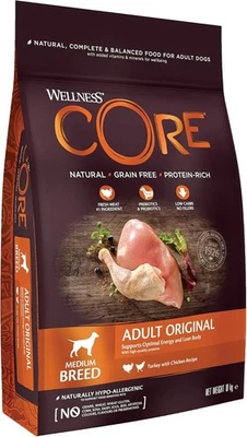 Wellness CORE Adult Original, 10kg, Chicken & Turkey, Dry Dog Food for Medium B