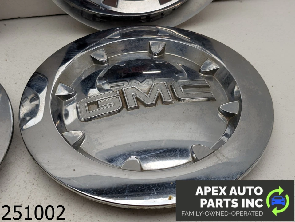 OEM 2007-2013 GMC Sierra 1500 5,3 L RUEDA CENTRO TAPACUBOS CROMO JUEGO 4 Foto 4 de 4