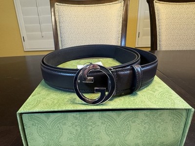 New Gucci GG Logo Buckle Brown Belt Size 48 / 120 cm Fits a Waist