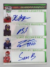 Xavier Legette Luther Burden Luke McCaffrey Brown Leaf Pro Set Pure Quad Auto /3