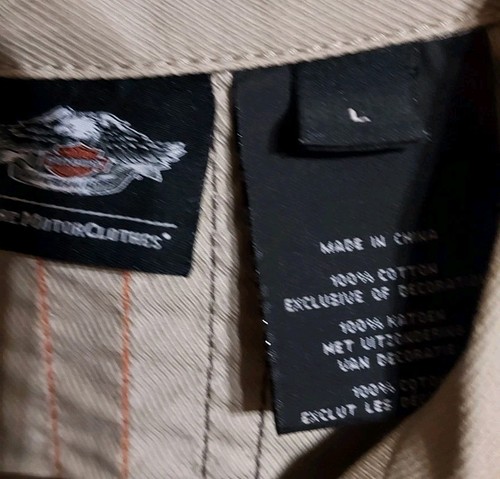 Harley Davidson Para Hombre Manga Corta Caqui Tostado Rayas Camisa! ¡Talla grande!! - Imagen 3 de 6