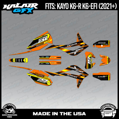 Graphics Kit for Kayo K6-R K6-EFI 250 (2021+) Warrior Series - ORANGE