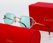 Cartier Big C Oval Cut Sky Blue/Terquoise Lens  Gold Frame FREE SHIPPING