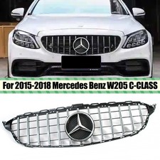 Silver Front Grille For 2015-18 Mercedes Benz W205 C200 C250 C300 Grill Wemblem Silver Front Grille For 2015-18 Mercedes Benz W205 C200 C250 C300 Grill Wemblem
