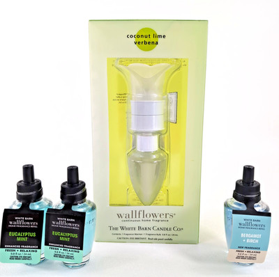 White Barn Bath Body Works Wallflowers Tulip Coco Lime Verbena Plug AND 3 Refill