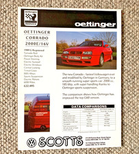 OETTINGER VW CORRADO 2000E 16v - FRAMEABLE COLLECTIBLE CLASSIC CAR ADVERT