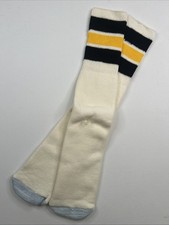 VTG 80s Tube Socks 9-11 Gold Black 18" Striped Acrylic 90's Basketball USA NOS