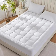 Luxury 4-Inch Mattress Topper Quilted Microfiber Cover with 360° Elastic Skirt