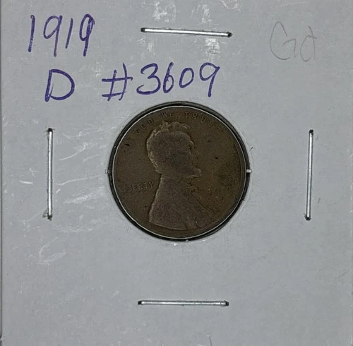 1919-D Good Lincoln Wheat Penny, Item 3609