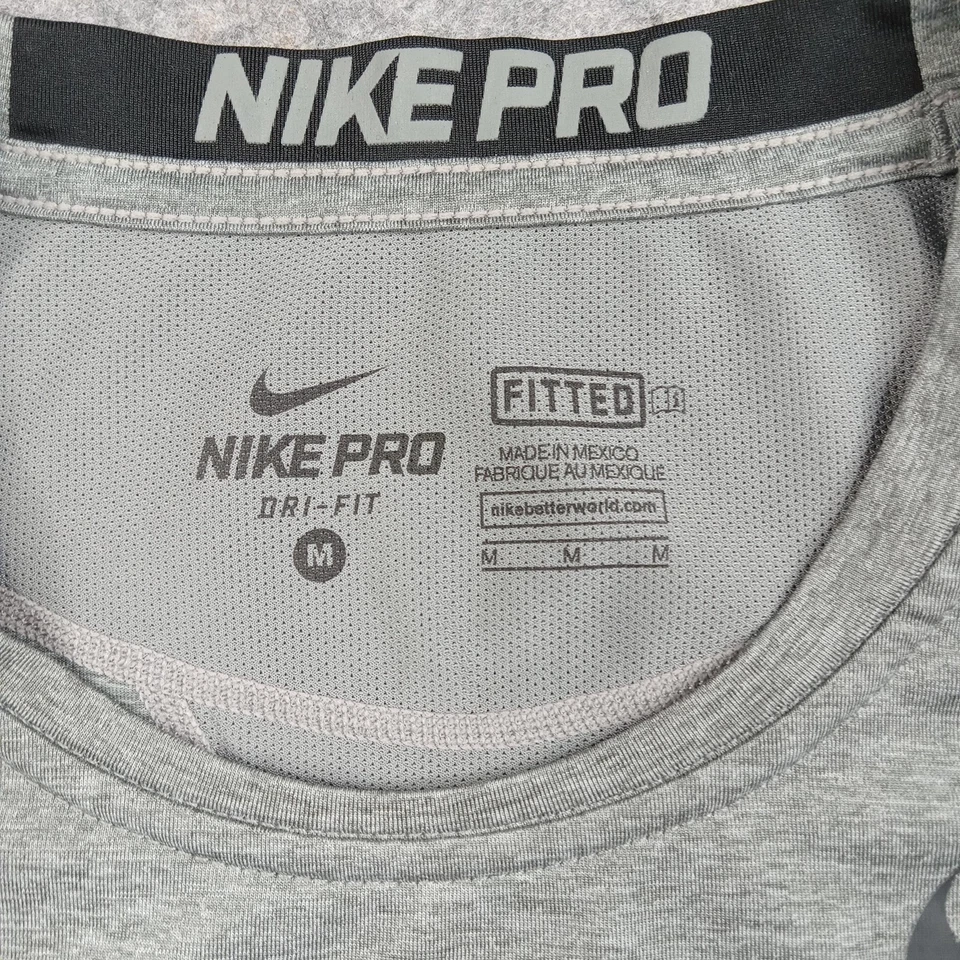 Nike Shirt Mens Medium Gray Dri-Fit Pro Fitted Athletic Compression Training - Image 2 of 4