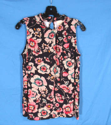 VANESSA VIRGINIA Anthropologie FLORAL Twist Keyhole Neck SLEEVELESS Blouse/Top S