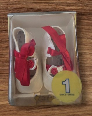 Vintage Baby Deer Crib Shoes Girls  ROSES  New * Size 1 VALENTINE New