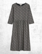 Womens Seasalt Jersey Dress Crew Neck ¾ Sleeve Strew Painted Black Tile
