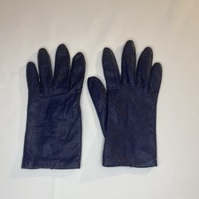 Vintage Blue Genuine Leather Gloves Women's Dress Soft Lined