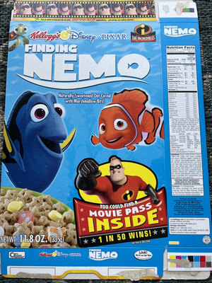 2004 Kellogg s Finding Nemo Cereal Box -  Disney Pixar - Incredibles Movie Pass