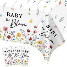 3 Pack Wildflower Baby in Bloom Baby Shower Tablecloth DecorationsSpring Flor...