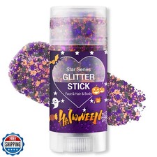 Halloween Body Glitter Stick, Black Orange Purple Sequin Hair Glitter for Rum