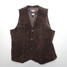 Cripple Creek Suede Leather Vest Waistcoat Womens Large Brown Western Ranch Work