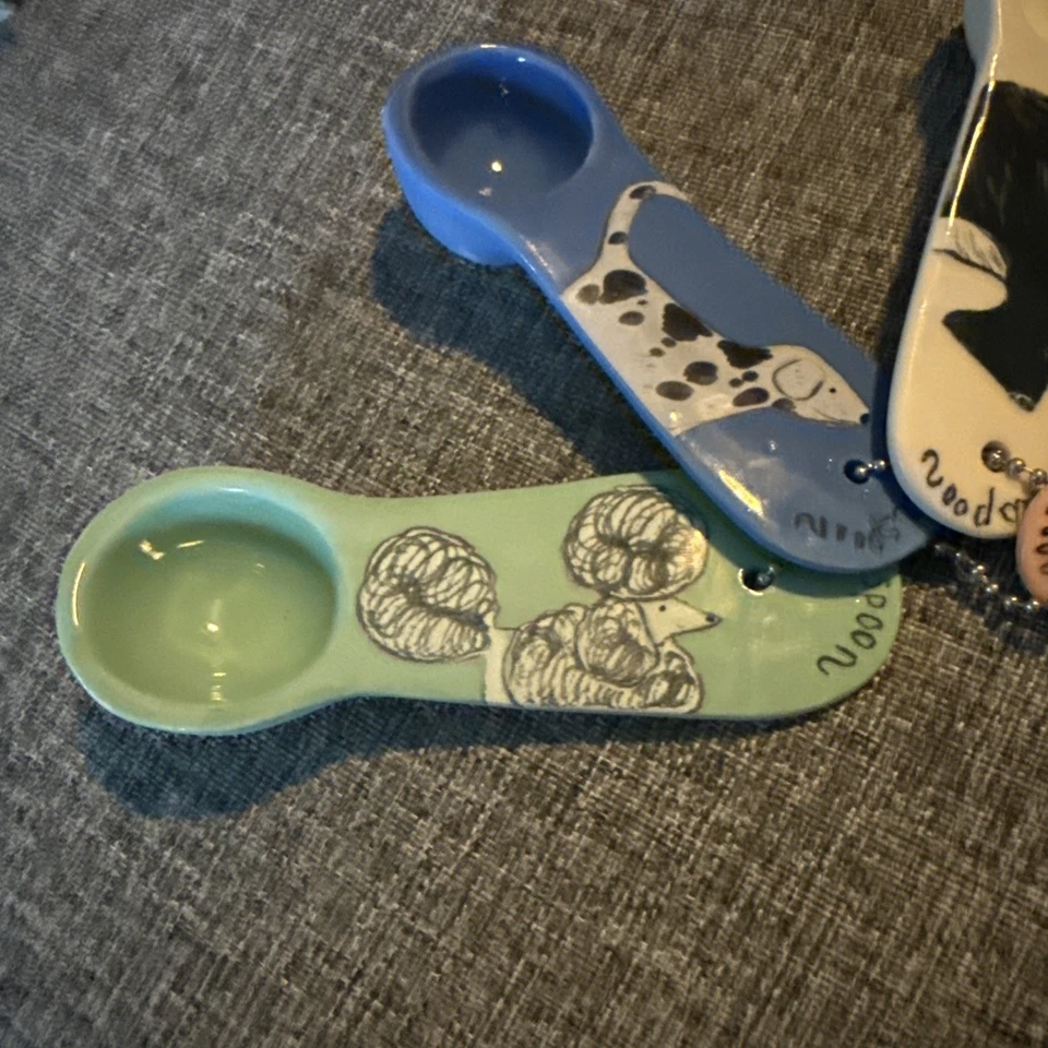 Anthropologie Measuring Spoons GEMMA ORKIN Dogs PAINTED PUPS Poodle Bulldog - Image 2 of 4