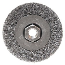 Light Duty Crimped Wheel Brush, 4 in dia x 1/2  in W, 0.014 Carbon Steel Wire,