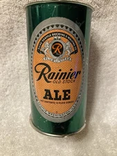 Vintage Rainier Ale Beer Can, 12oz. Flat Top, Factory Defect, No Top or Bottom.